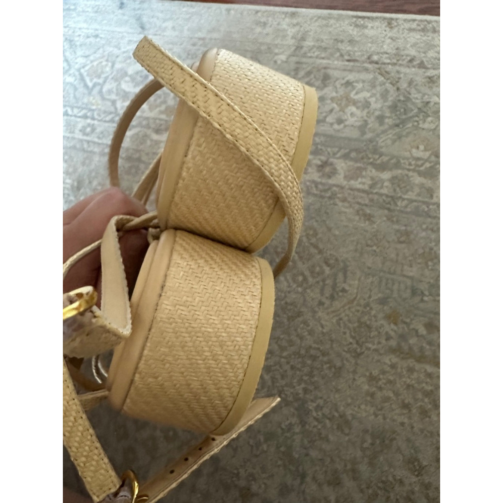 Women's Stuart Weitzman Espadrille Platform Sandals Tan/Beige Size 10.5 - Picture 4 of 7